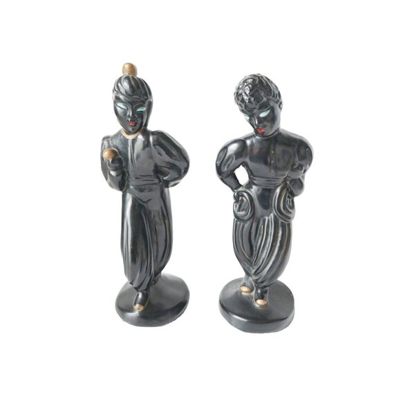 Claytonware Chalk Harlem Dancers Black Gold Trim Vintage Mid Century - Picture 6 of 8